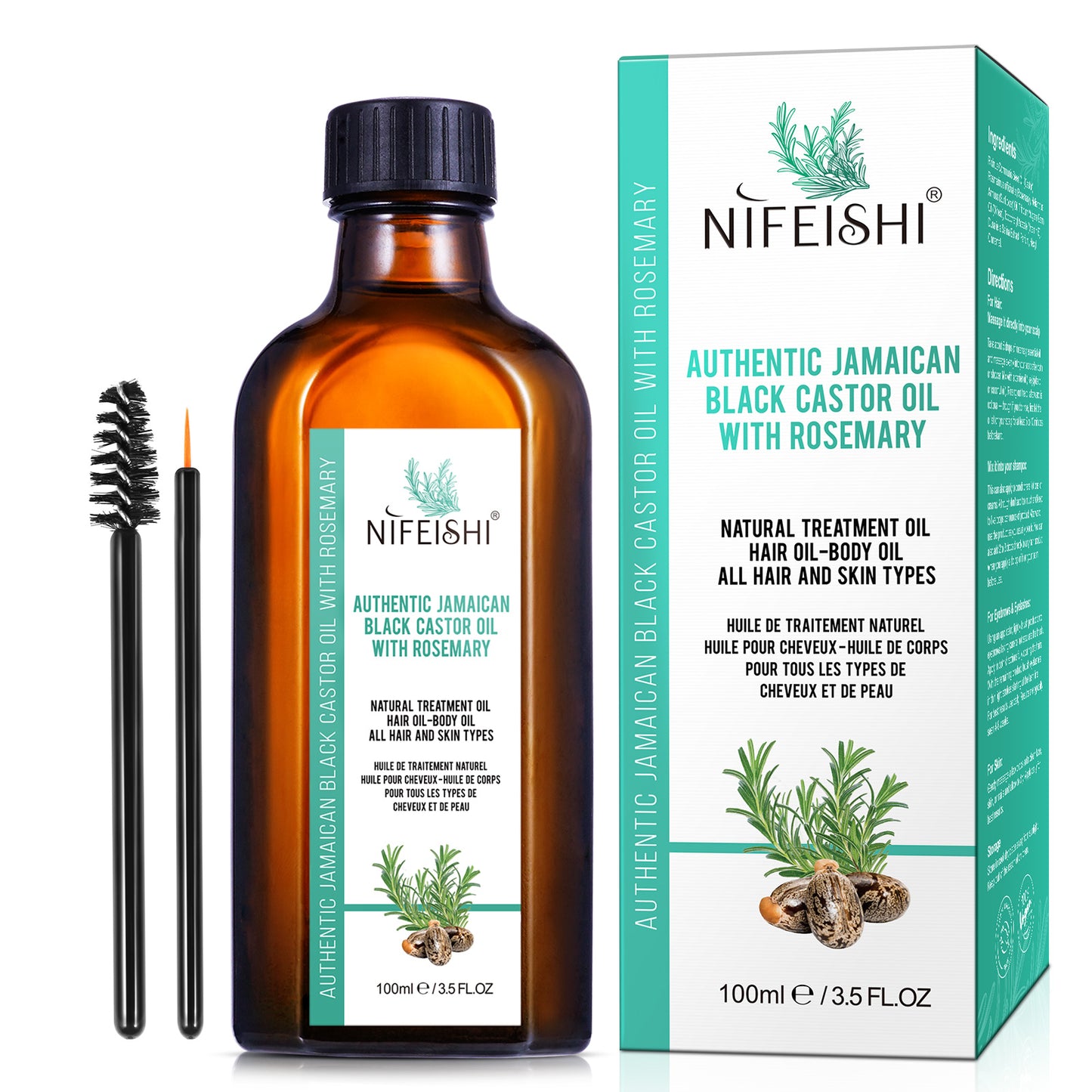 Jamaican Black Castor Oil and Rosemary Oil Blend For Hair Growth & Skin Care 100ml
