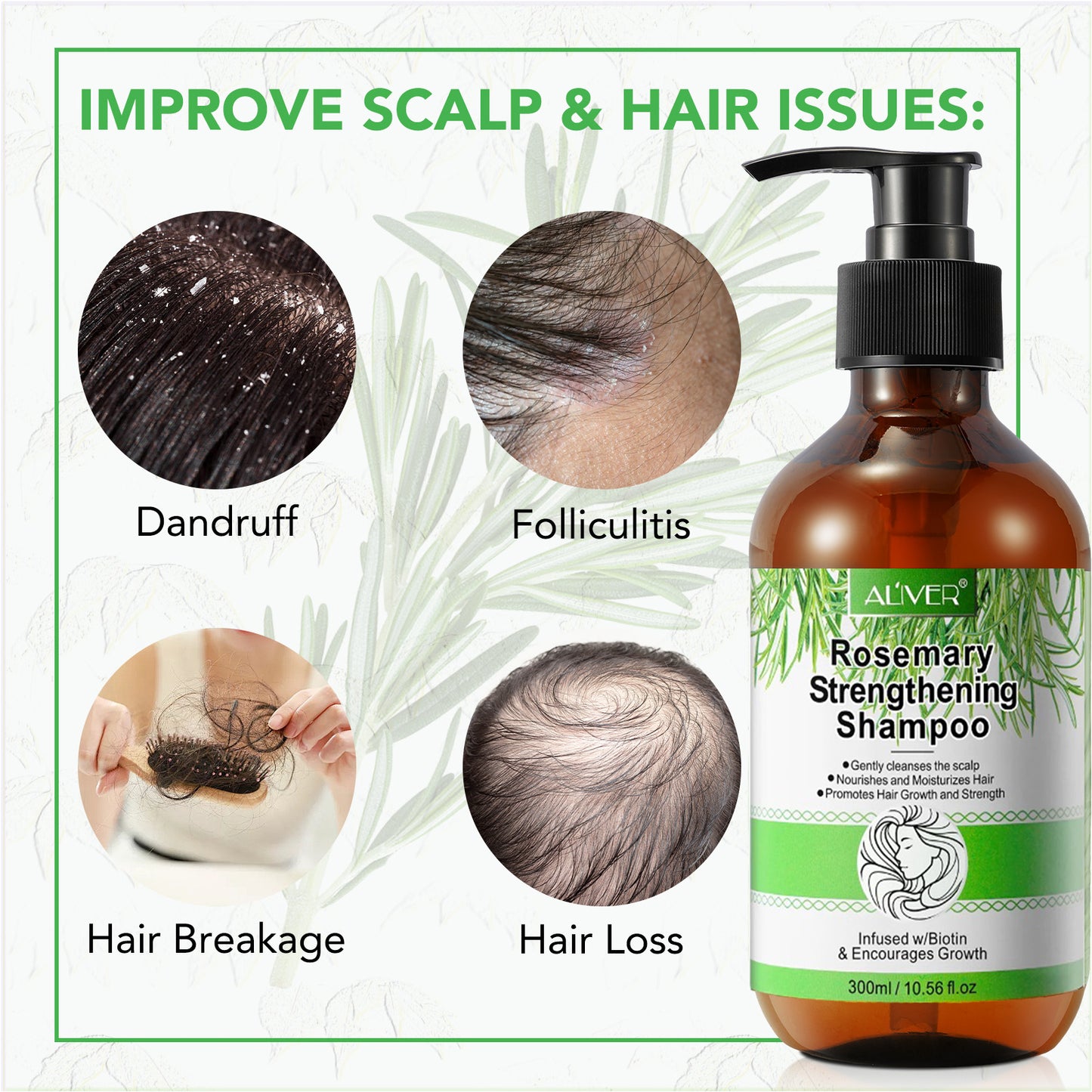 Aliver Rosemary Shampoo With Infused Biotin & Castor Oil Hair Growth Treatment