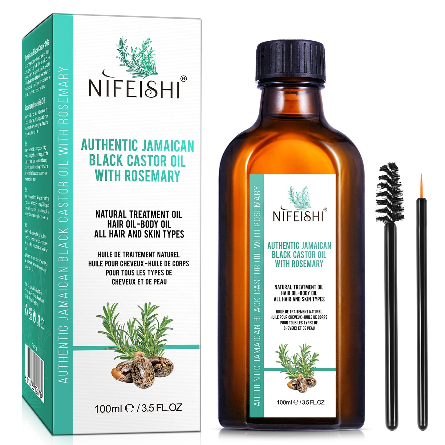 Jamaican Black Castor Oil and Rosemary Oil Blend For Hair Growth & Skin Care 100ml