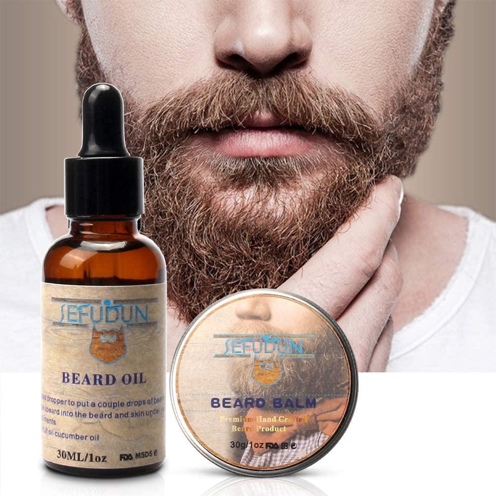 8pcs Complete Men's Beard Care Set Comes With Shampoo, Balm, Oil ,Brush, Comb Gift Kit Grooming Shaving Set - Great Gift Idea!
