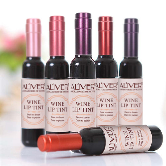 Aliver Wine Lip Tint, Waterproof Non-Stick Liquid Matte Wine Lip Gloss - 6 Colors Pack