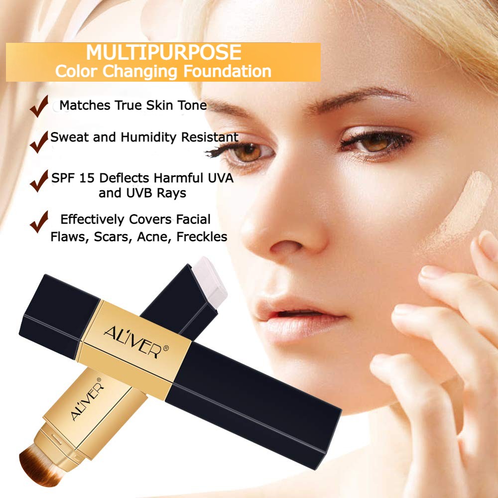 Aliver 2 in 1 Colour Changing Foundation with Concealer | True Match Skin Tone Makeup