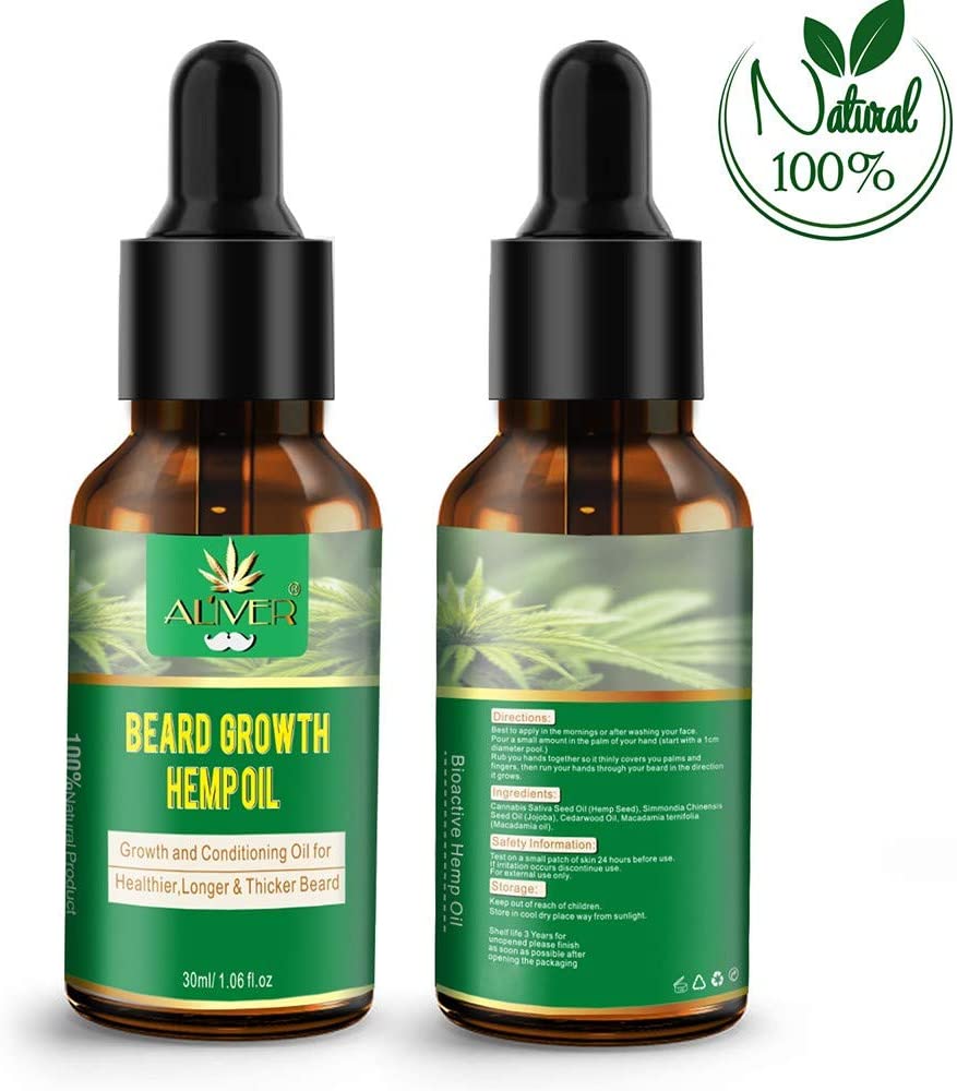 Aliver Natural Beard Hemp Oil with Infused Jojoba Oil