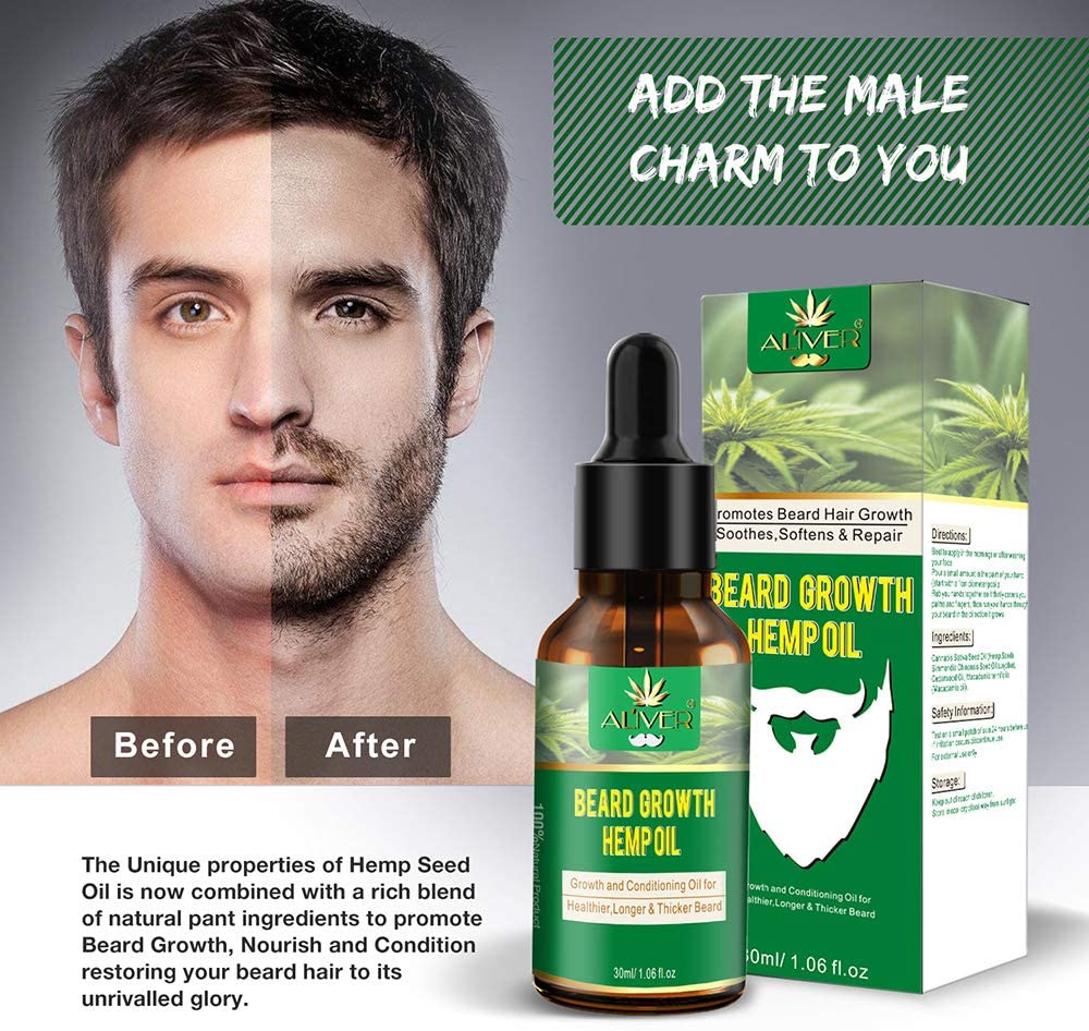 Aliver Natural Beard Hemp Oil with Infused Jojoba Oil