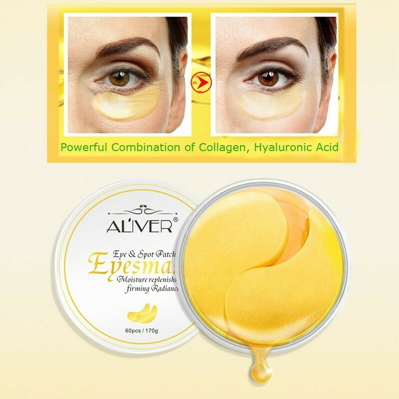 Aliver Under Eye Collagen Gold Eye Patches for Dark Circles, Eye Bags & Puffy Eyes 60 pcs