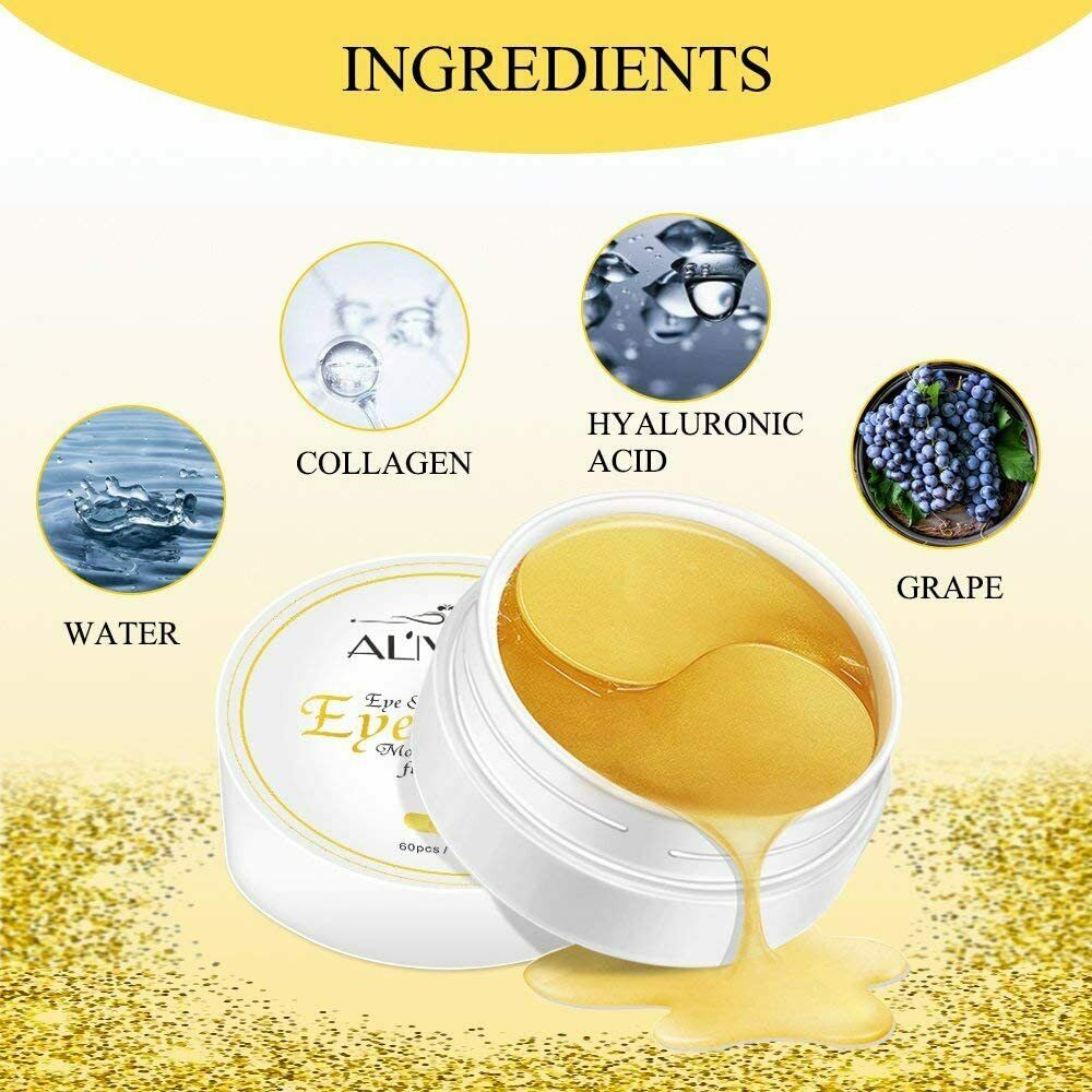 Aliver Under Eye Collagen Gold Eye Patches for Dark Circles, Eye Bags & Puffy Eyes 60 pcs