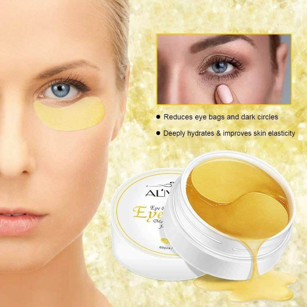 Aliver Under Eye Collagen Gold Eye Patches for Dark Circles, Eye Bags & Puffy Eyes 60 pcs