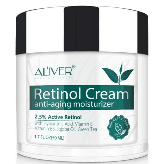 Aliver Retinol Day & Night Cream for Face, Neck & Décolleté with 2.5% Active Retinol + Hyaluronic Acid, Aloe & Green Tea