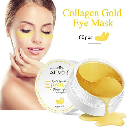 Aliver Under Eye Collagen Gold Eye Patches for Dark Circles, Eye Bags & Puffy Eyes 60 pcs